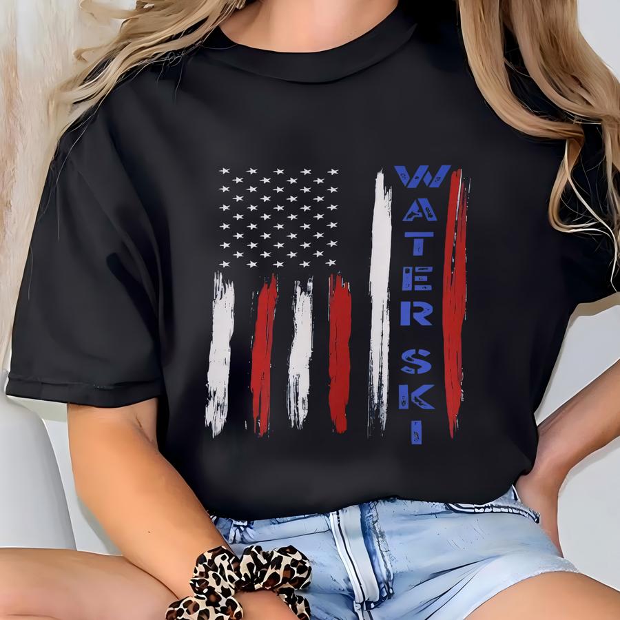 Usa Water Ski Sweater, Usa Water Ski Hoodie, Usa Waterskiing Shirt, Skiing Gifts, Water Sports Gifts, Waterskiing Gifts, Usa Flag, American T-shirt