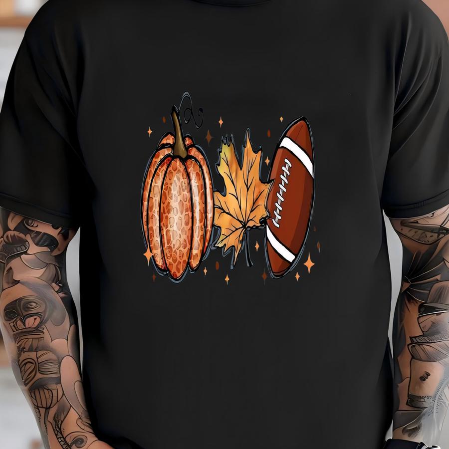 Fall Football Pumpkin Graphic Tee - Unisex Bella Canvas Shirt, Plus Size Fall T-shirt