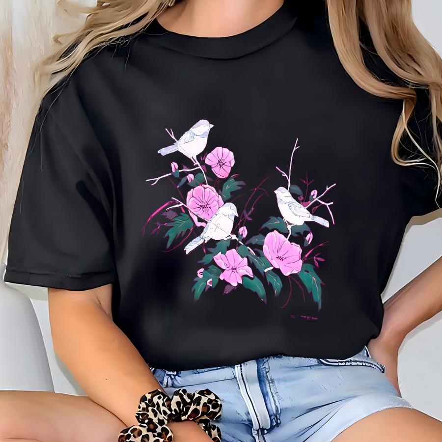 Vintage 1990 Au Sportswear Bird Floral Imagery Sweater Size Xl T-shirt