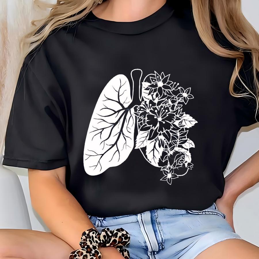 Floral Lungs Anatomy Shirt: Botanical Tee, Nurse Gift T-shirt