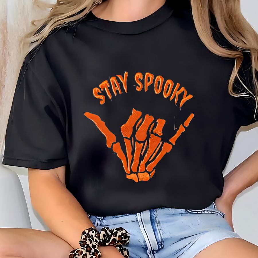 Stay Spooky Crewneck, Skeleton Sweater, Spooky Szn, Spooky Season Sweatshirt, Halloween Apparel, Cozy Sweater T-shirt
