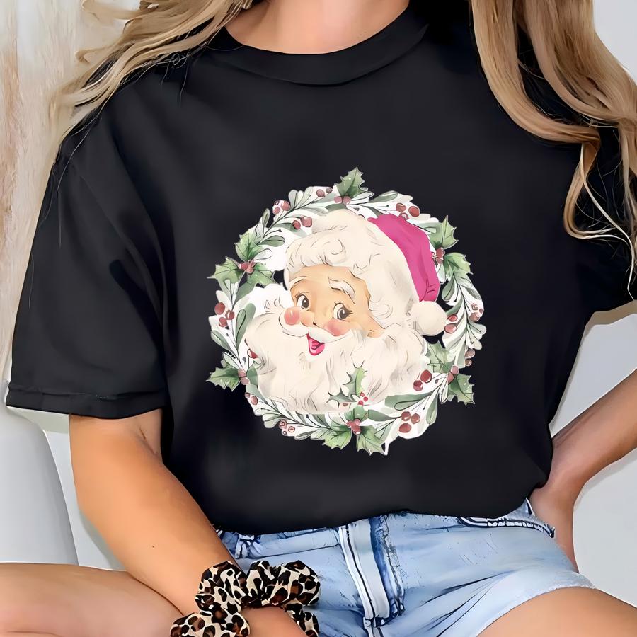 Vintage Santa Crop Hoodie, Christmas Crop Hoodie, Christmas Hoodie T-shirt