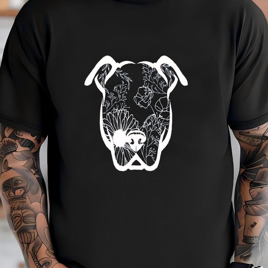 Floral Pitbull Shirt, Pitbull Mom Tee, Pitbull Mama Gift, Cute Pitbull Tee, Dog Mom Gift, Dog Shirt, Dog Lover Gift T-shirt