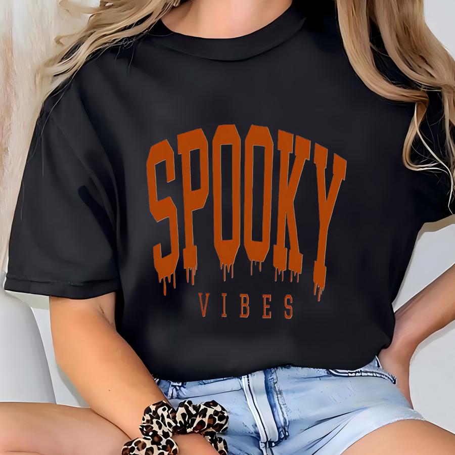 Spooky Vibes Sweatshirt, Spooky Halloween Sweater, Halloween Sweatshirt, Halloween Hoodie, Spooky Season Crewneck T-shirt