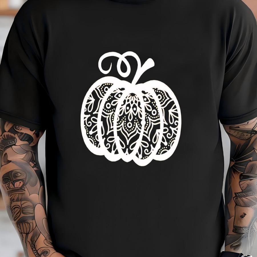 Fall Pumpkin Mandala Tee - Unisex Cotton Shirt T-shirt