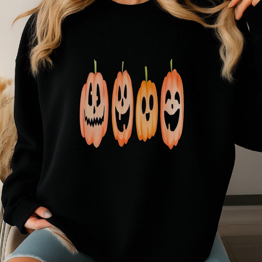 Cute Pumpkin Sweater, Pumpkin Sweatshirt, Jack O'lantern Sweater, Halloween Sweater, Fall Crewneck, Spooky Season, Womens Pullover, Gift Sweatshirt