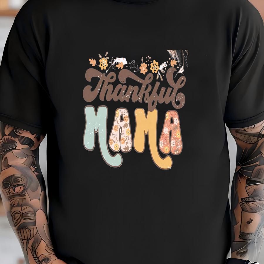 Thankful Mama Sweatshirt Retro Fall Sweatshirt Distressed Design Thankful Crewneck Cute Fall Shirt Gift For New Mom Thanksgiving Sweatshirt T-shirt