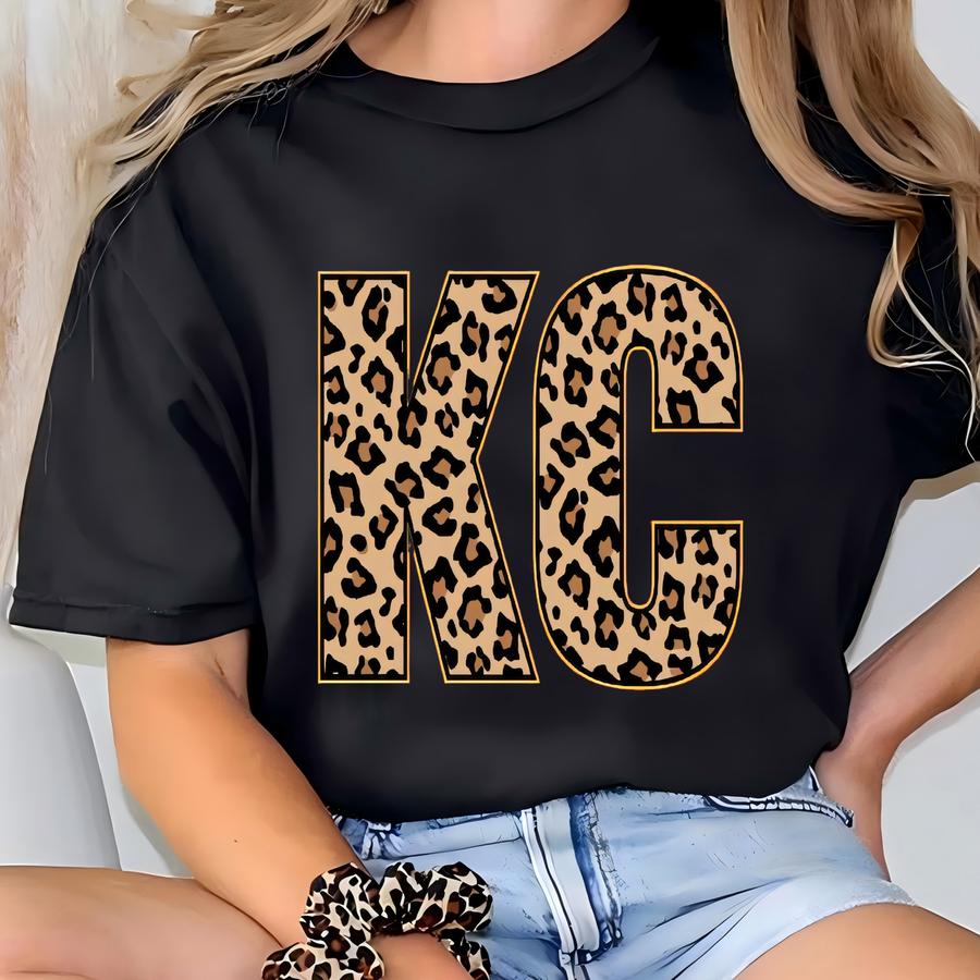 Kansas City Sweatshirt, Leopard Kc Sweatshirt, Kansas City Shirt For Women, Kansas City Sweater, Long Sve Kc Tee, Cheetah Kc Gift For Her T-shirt