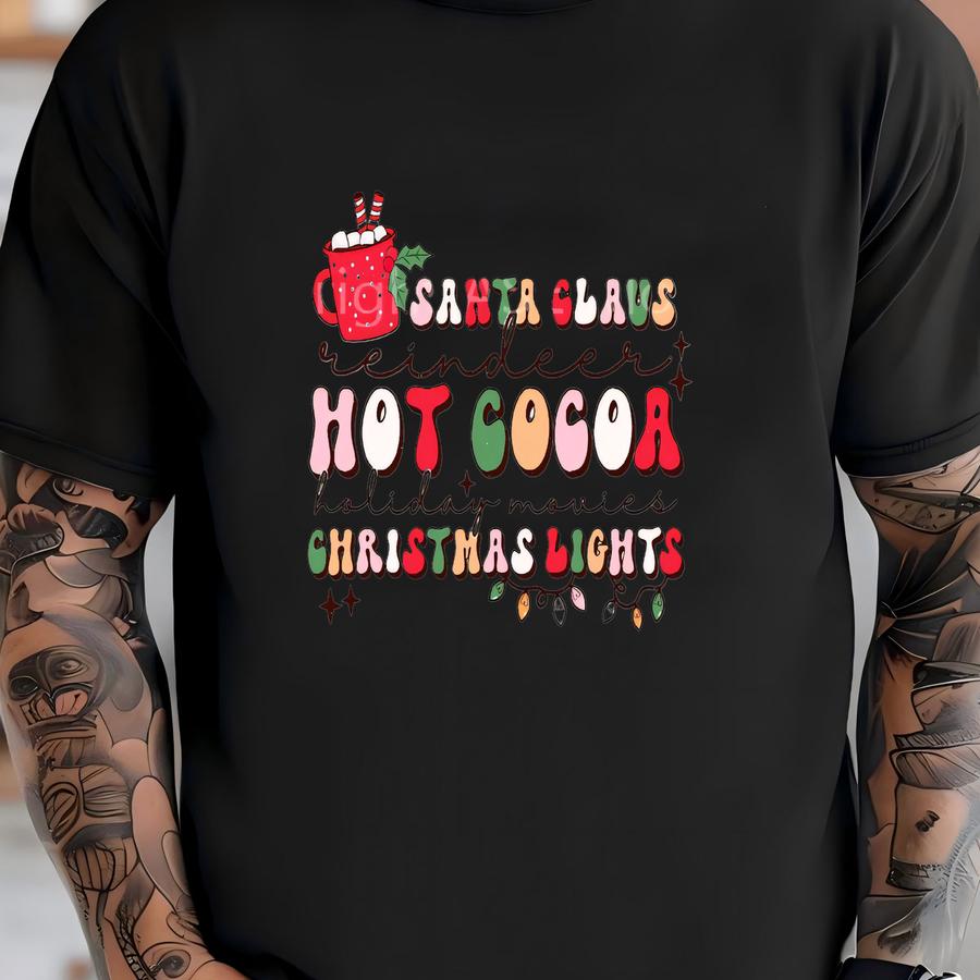 Christmas Sweatshirt, Hot Cocoa Santa Shirt, , Christmas Gift, Retro, Holiday Sweatshirt, Ugly Christmas Shirt, Mom Gift, Party Gift T-shirt