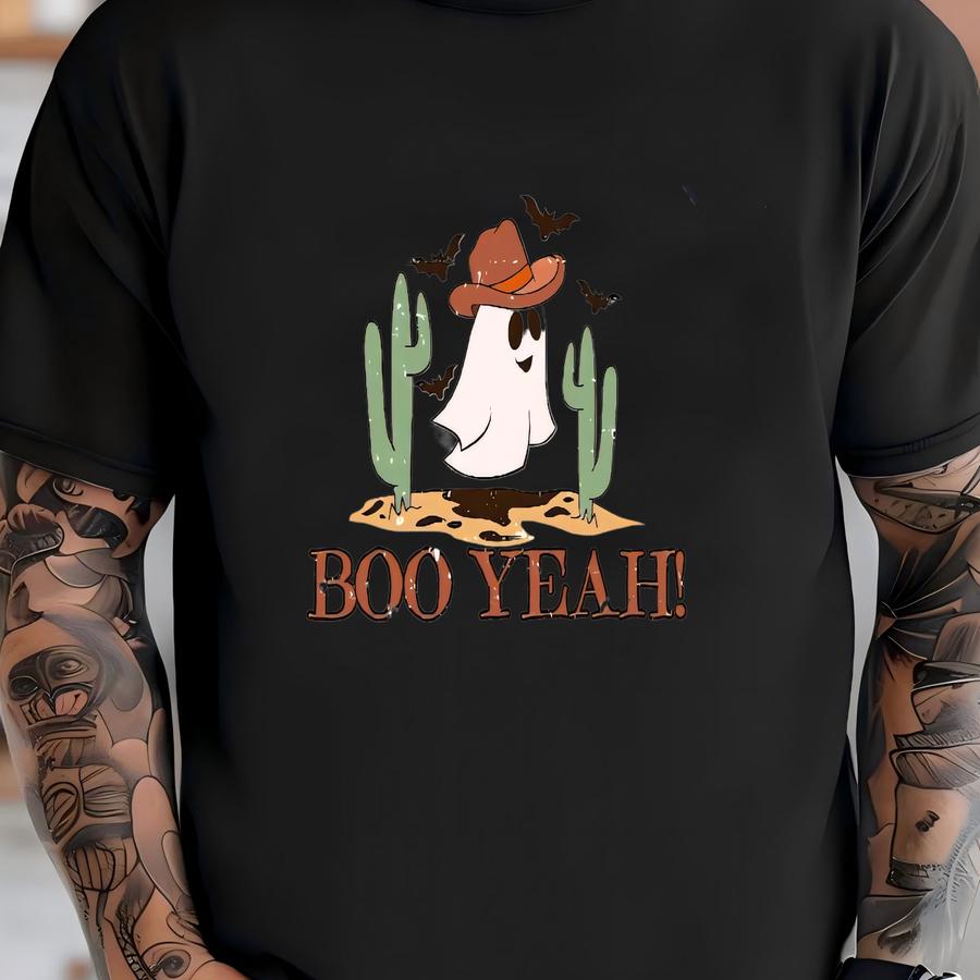 Boo Yeah Ghost Kids Shirt - Cute Natural Toddler Tee - Retro Halloween Kids Tee - Boo Ya Shirt T-shirt