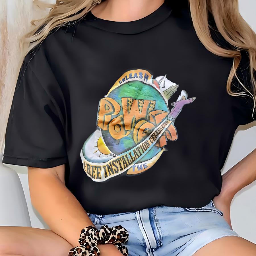 Vintage Jerzees Distress Unleash The Power Free Installation Celebration Sweater Size 2xl T-shirt