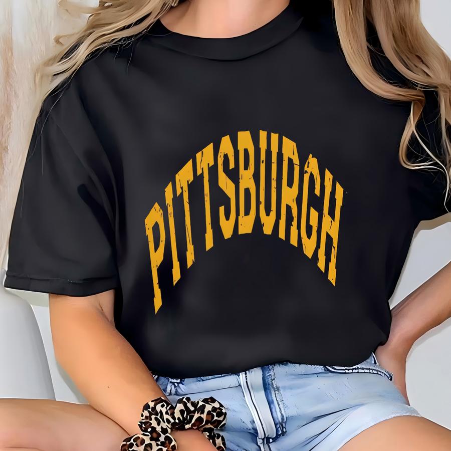 Black And Gold Pittsburgh Sweatshirt, Pittsburgh Football Crewneck, Pittsburgh Unisex Sweatshirt, Pittsburgh Gift, Pittsburgh Hockey T-shirt