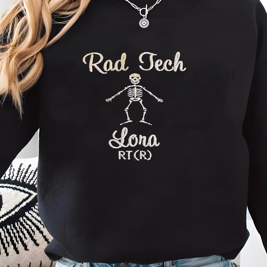 Personalized Rad Tech Gift, Pullover Sweatshirt With Skeleton Design, Rt Ct, Grad Students, Radiologist Birthday, Plus Size Available Sweatshirt