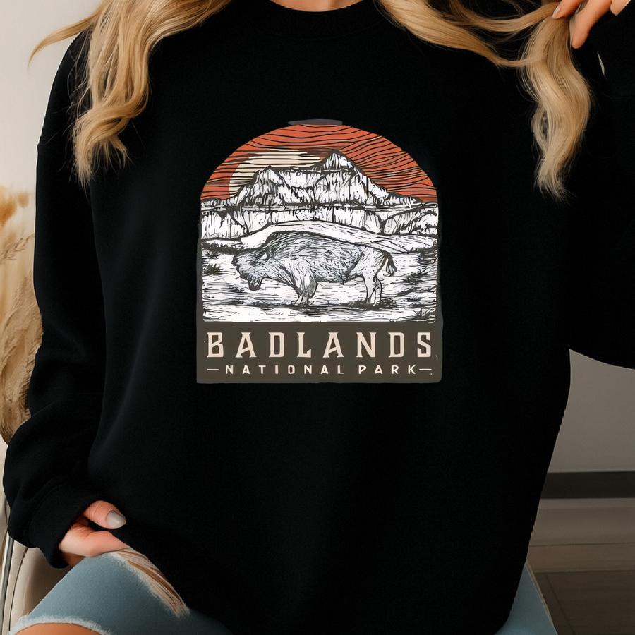 Badlands National Park Bison T-shirt: Adventure Camping Shirt Sweatshirt