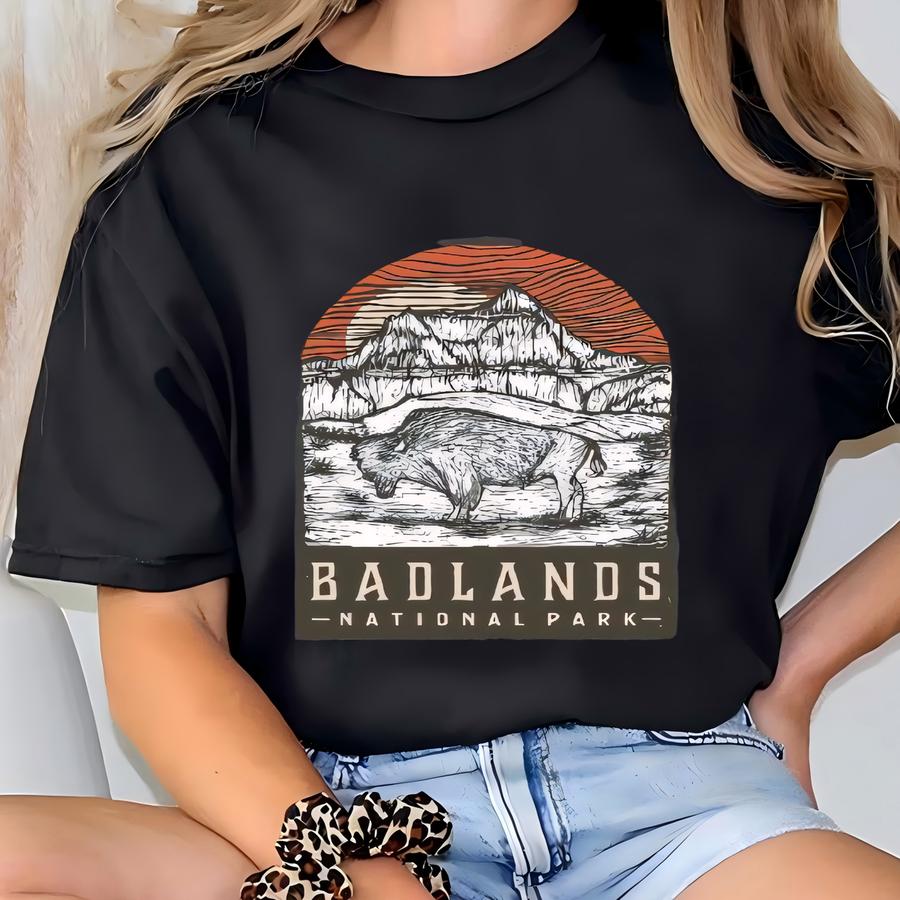 Badlands National Park Bison Hoodie: Adventure Camping Shirt T-shirt