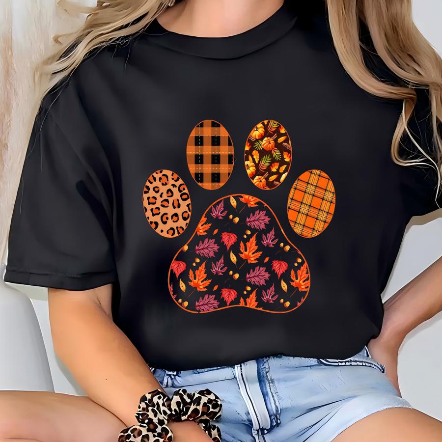 Fall Paws Shirt, Dog Paw Fall Vibes Shirt, Fall Season Shirt, Dog Lover, Dog Mom Shirt, Happy Autumn Dog Shirt, Paw Thanksgiving Shirt T-shirt