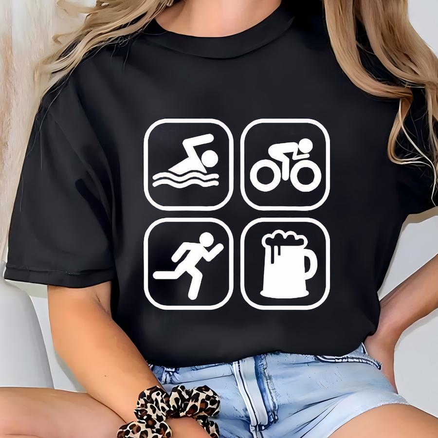 Swim Bike Run Beer Triathlon Shirt - Sports Lover Tee T-shirt