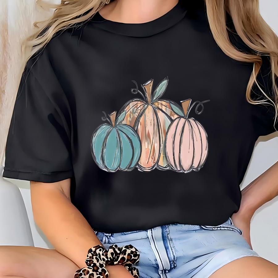 Watercolor Pumpkin Fall Sweatshirt; Grateful, Thankful, Sweatshirt T-shirt
