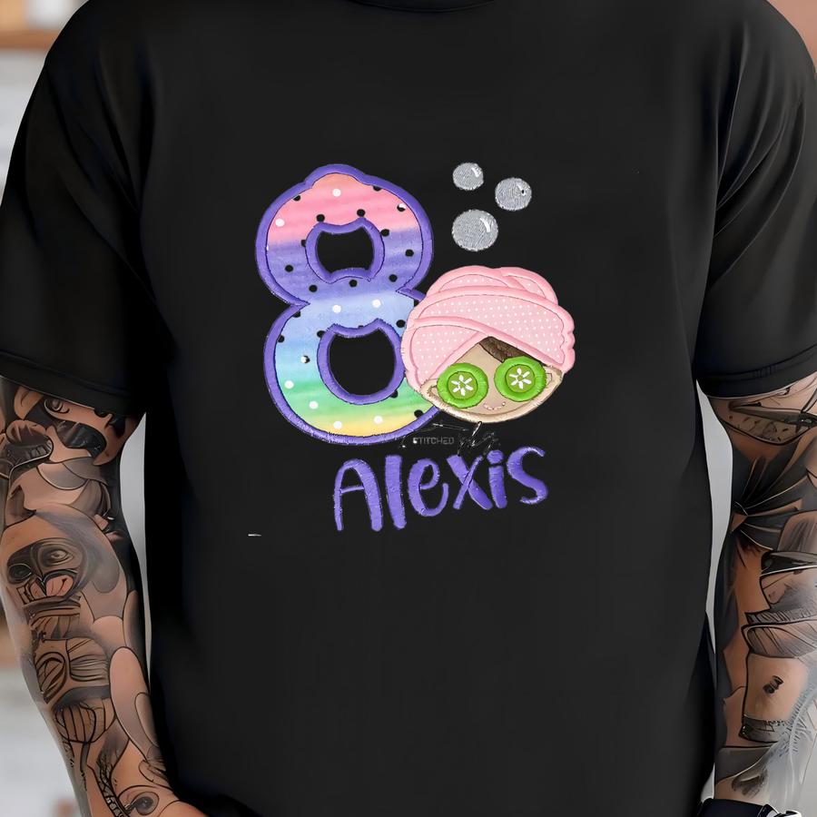 Spa Birthday Party Shirt - - Towel Wrap - Cucumber Eyes - Nail Salon Party - Spa Party - Girl Birthday Shirt - Applique T-shirt