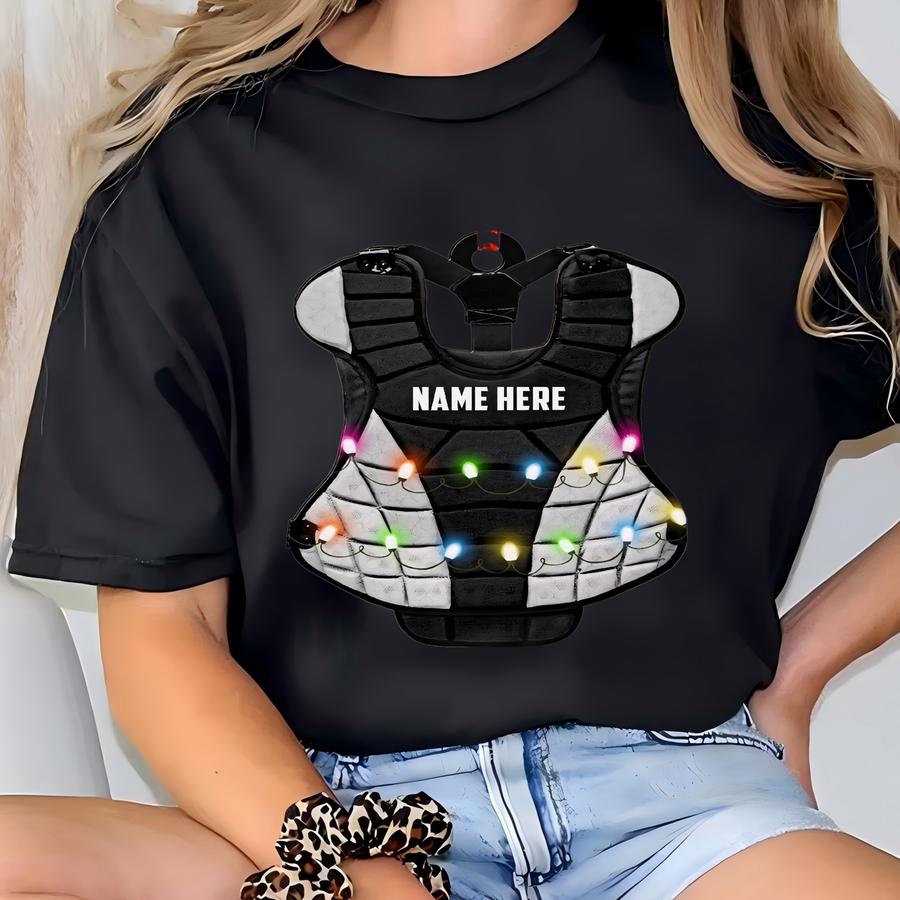 Baseball Catcher Gear Christmas Lights Ornament, Personalized Baseball Catcher Gear 2d Christmas Ornament Car Ornaments Keychain Acrylic T-shirt