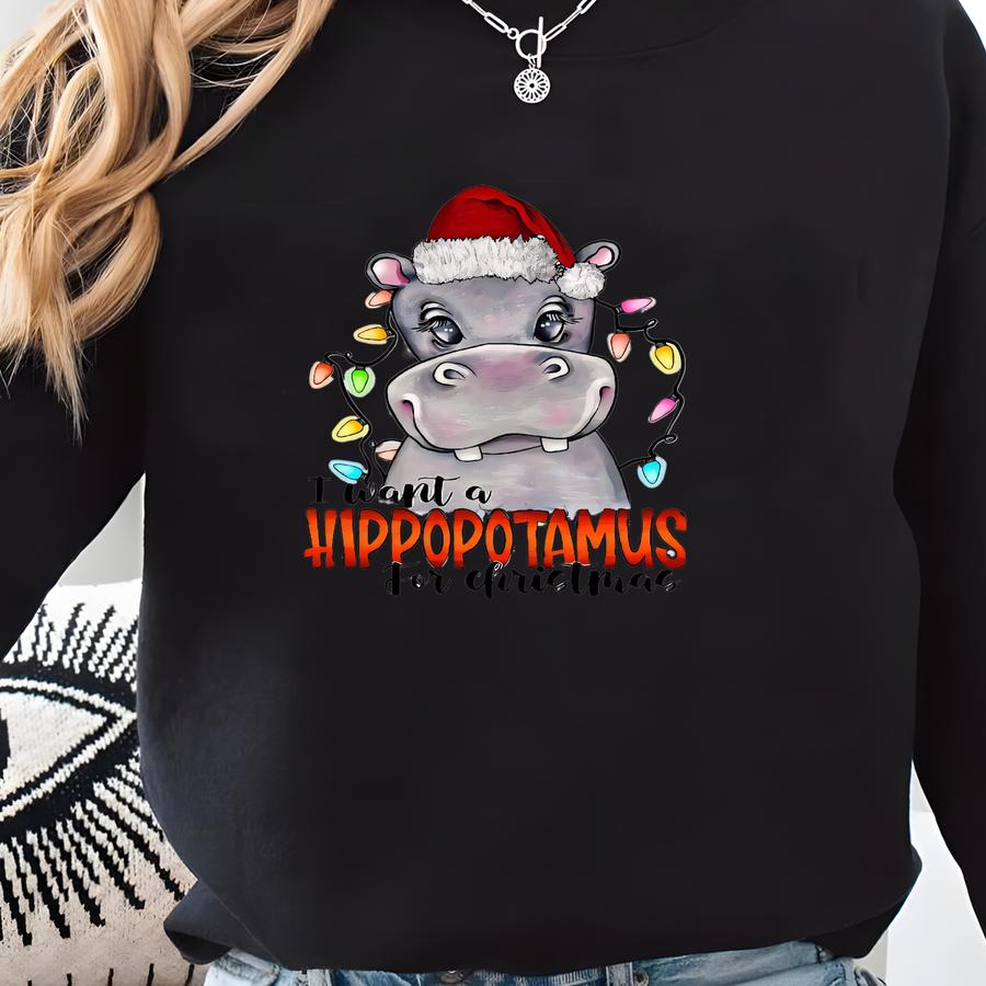 I Want A Hippopotamus For Christmas Sweatshirt,christmas Hippopotamus Shirt,funny Christmas Gift Shirt,christmas Family Shirt,holiday Gift Sweatshirt