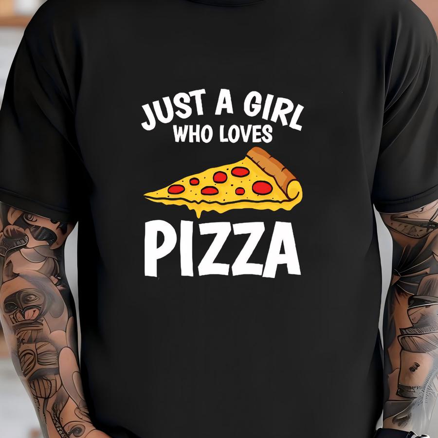 Girl Who Loves Pizza Shirt, Funny Pizza Girl Tee, Women's Tshirt, Pizza Hoodie, Hoodie, Long Sve, Kids Shirt, Toddler Tee, Sweatshirt T-shirt