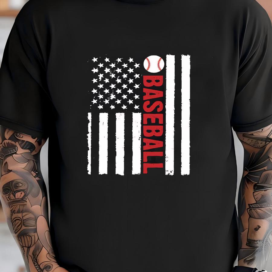Baseball Usa Flag Shirt, American Flag Baseball Hoodie, Hoodie, Sweatshirt, Long Sve, Tank Top T-shirt