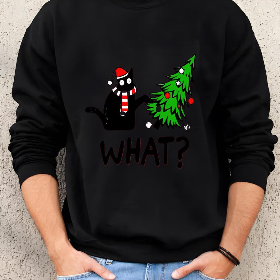 Funny Black Cat Christmas Sweatshirt: Cat Lover Gift Sweatshirt
