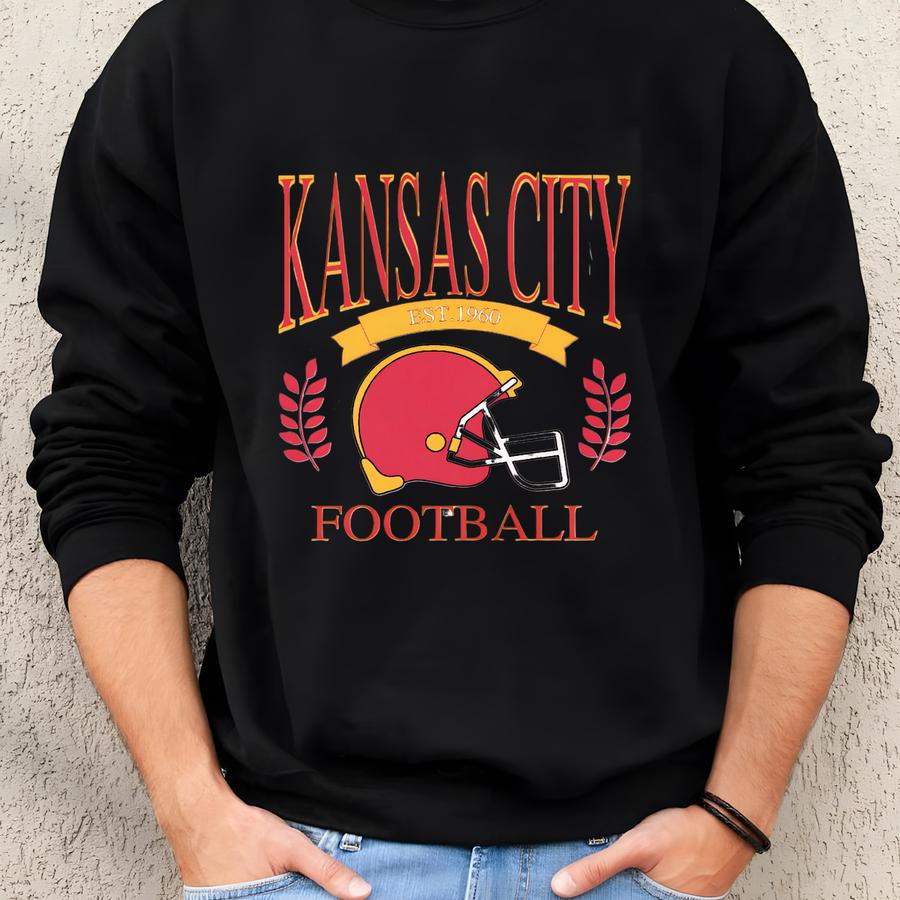 Vintage Style Kansas City Football Sweatshirt, Kansas City Crewneck, Kansas City Football, Kc Sweatshirt, Kansas City Crewneck, Missouri Tee Sweatshirt