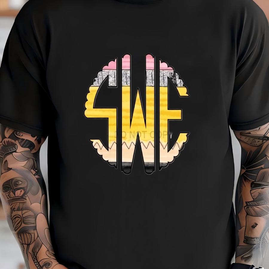 School Days Pencil Monogram/name Graphic Top/sweatshirt/ - Add Custom Name/initials T-shirt