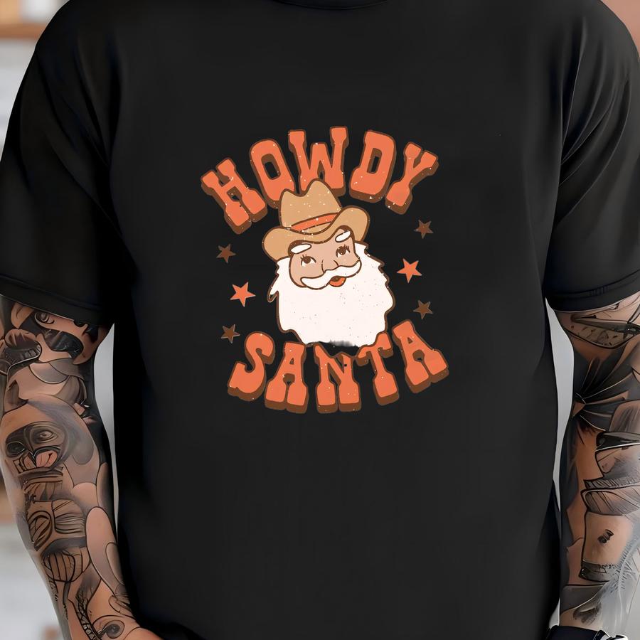 Cowboy Christmas Sweatshirts Cowgirl Christmas Sweatshirt Santa Shirts Retro Christmas Crewnecks Hoodies Cute Ugly Christmas Sweater T-shirt