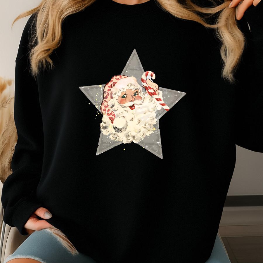Retro Santa Christmas Sweatshirt Groovy Christmas Shirt Santa Shirts Hippie Christmas Crewnecks Hoodies Cute Ugly Christmas Sweater Sweatshirt