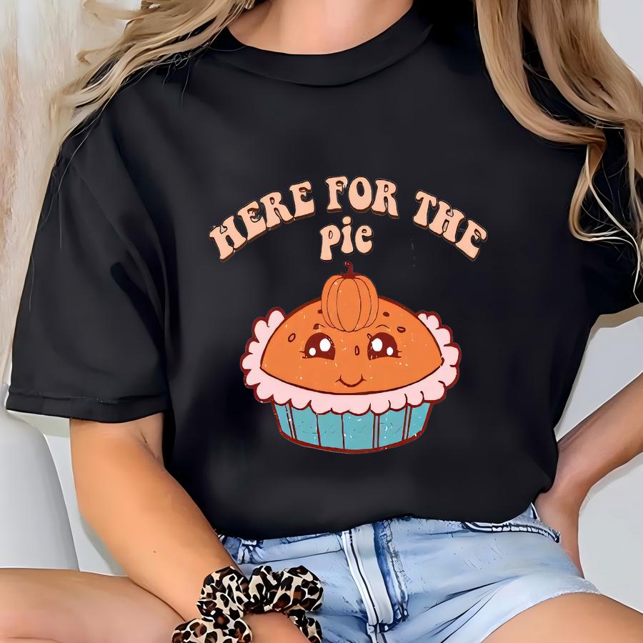 Time For Pie Sweatshirt Womens Thanksgiving Cozy Crewneck T-shirt