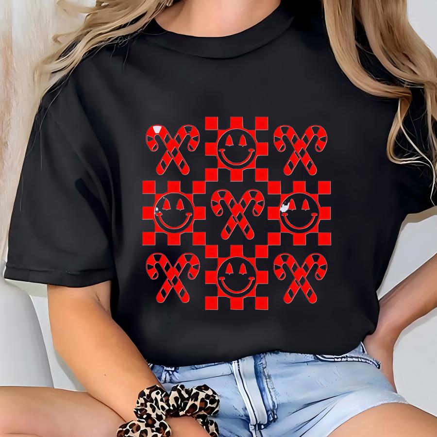 Christmas Crewneck Sweatshirt: Candy Cane Smile T-shirt
