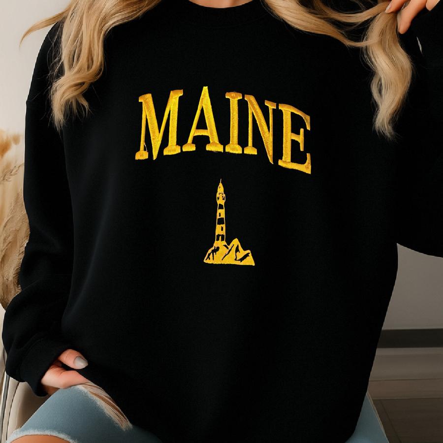Maine Vintage Crewneck Sweatshirt , Lighthouse Sweater Sweatshirt
