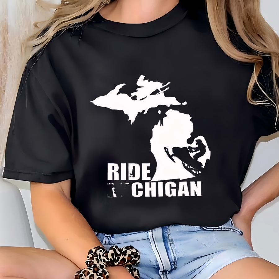 Ride Michigan Hoodie: Snowmobile Sweatshirt, Winter Sports Gift T-shirt