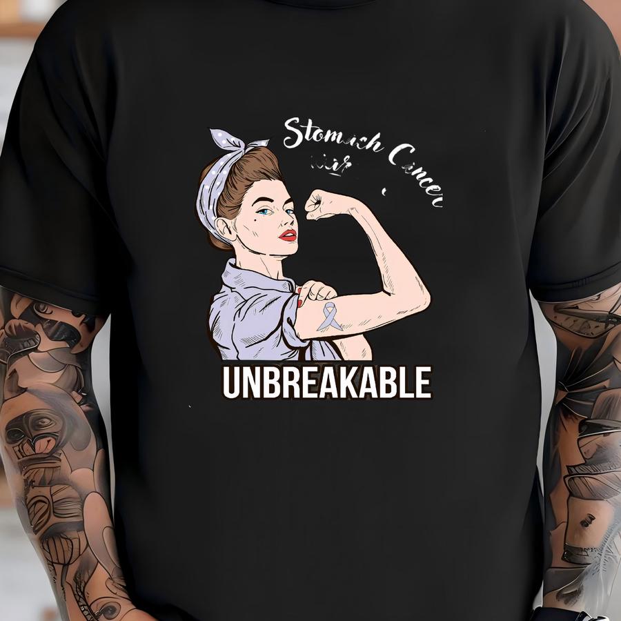 Stomach Cancer Awareness Shirt / Tank Top / Hoodie, Stomach Cancer Warrior Unbreakable Tshirt, Cancer Support Shirts, Cancer Survivor Gifts T-shirt