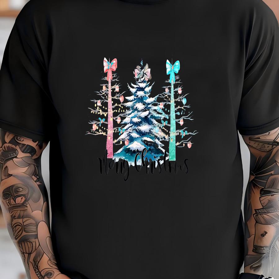 Christmas Tee, Super Fun Christmas Trees In Pastel Colors, Pastel Trees Design, Premium Unisex Shirt, 4 Color Choices, Plus Sizes Available T-shirt