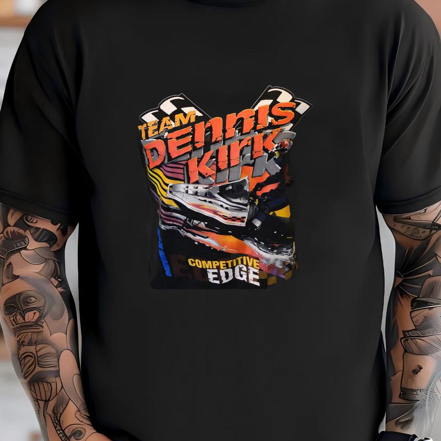 Vtg Black Dennis Kirk Compeve Edge Snowmobile 50-50 Hoodie Men L Excellent T-shirt