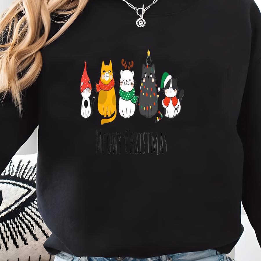 Meowy Christmas Sweatshirt,happy Cat Year Shirt,funny Christmas Cat Shirt,cat Christmas Sweatshirt,cats Sweatshirt,cat Lover Christmas Shirt Sweatshirt