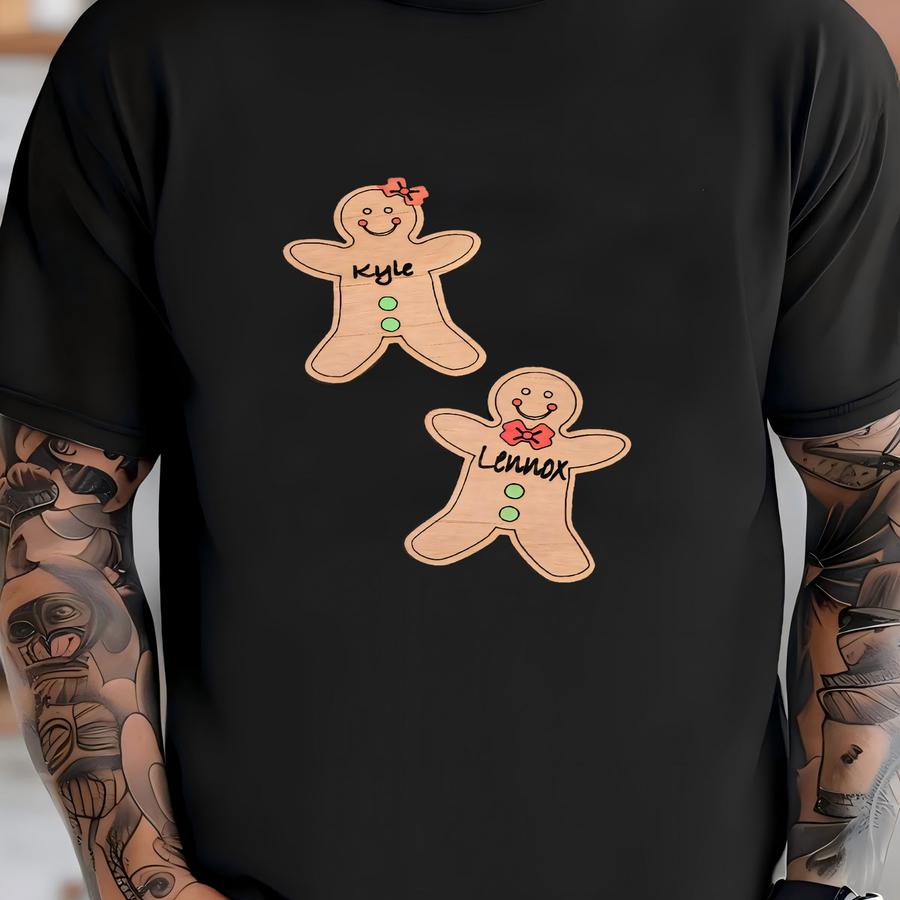 Personalized And Dated Christmas Gingerbread Cookie Sheet Ornament T-shirt