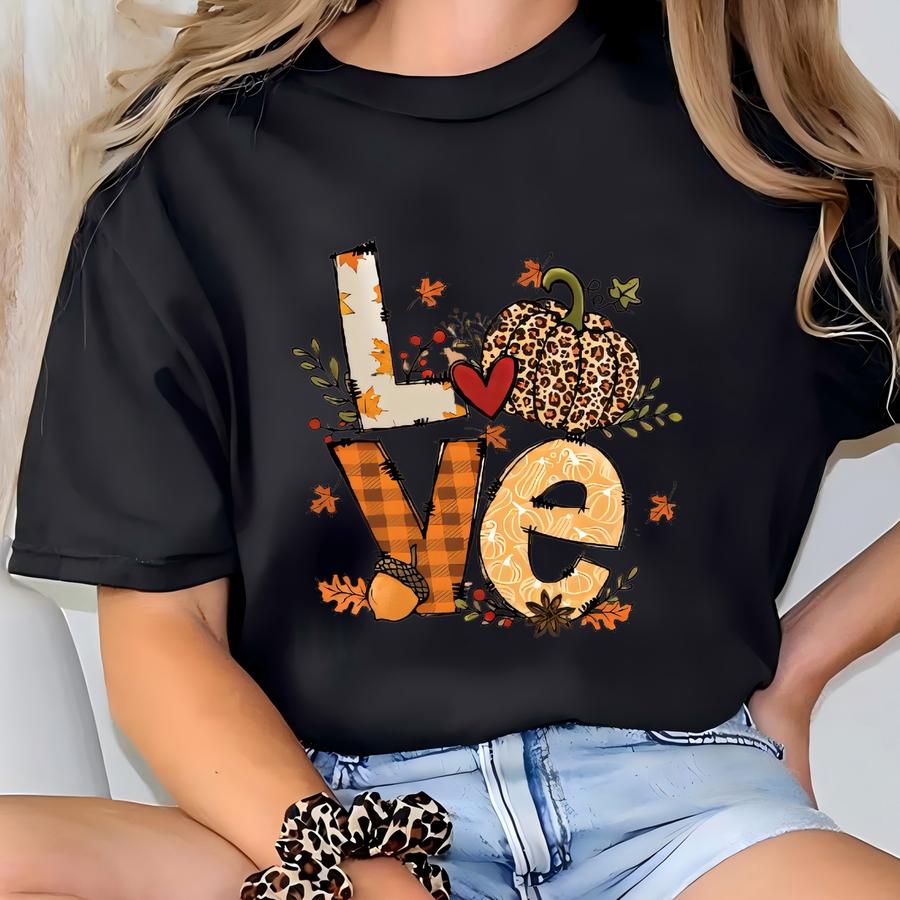 Thanksgiving Sweatshirt Love Holiday Women T-shirt