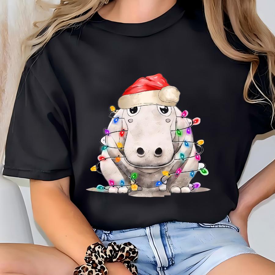 Christmas Hippo Shirt: Funny Holiday Costume Tee T-shirt