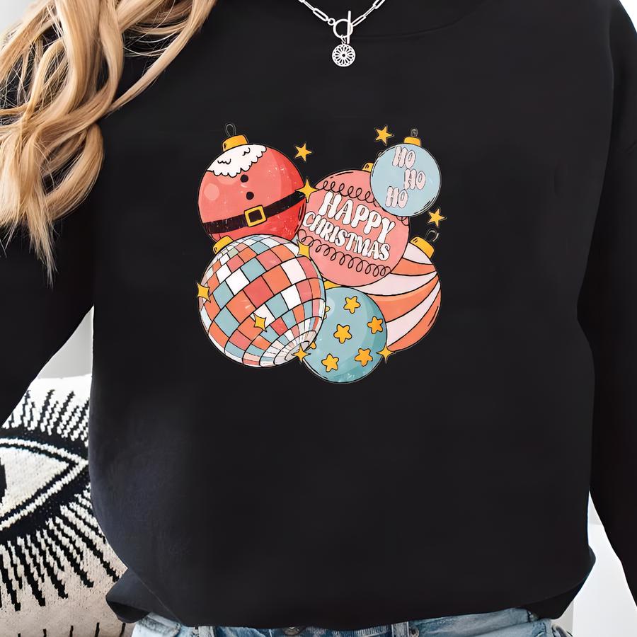 Happy Christmas Retro Holiday Sweatshirt Unisex Cozy Shirt Sweatshirt