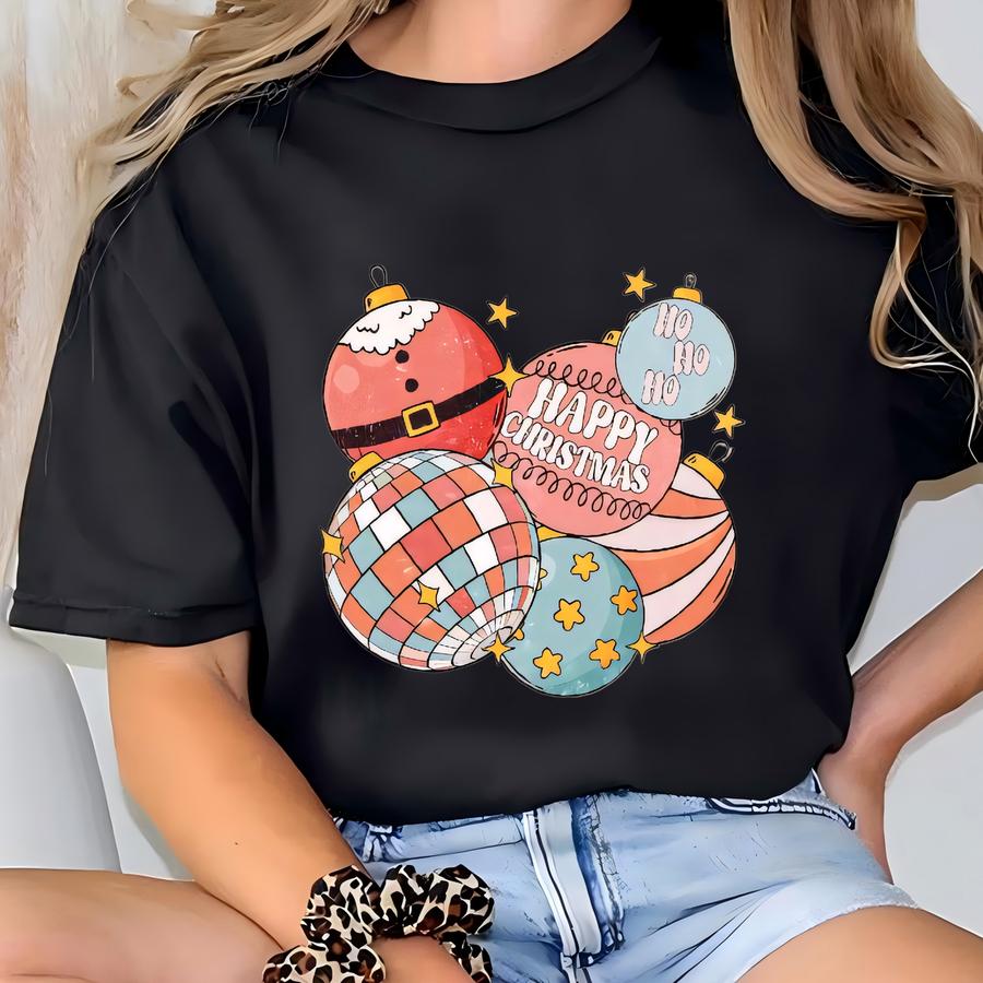 Happy Christmas Retro Holiday Sweatshirt Unisex Cozy Shirt T-shirt