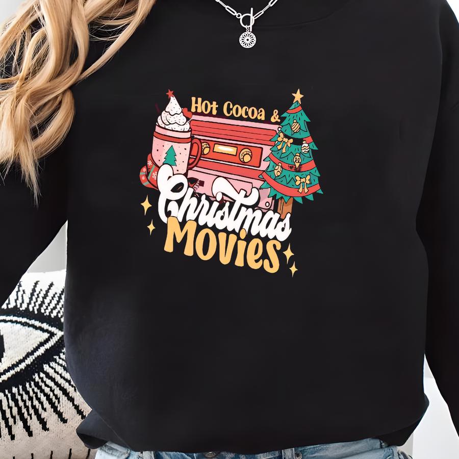 Christmas Sweatshirt Retro, Hot Cocoa Christmas Movies Sweatshirt