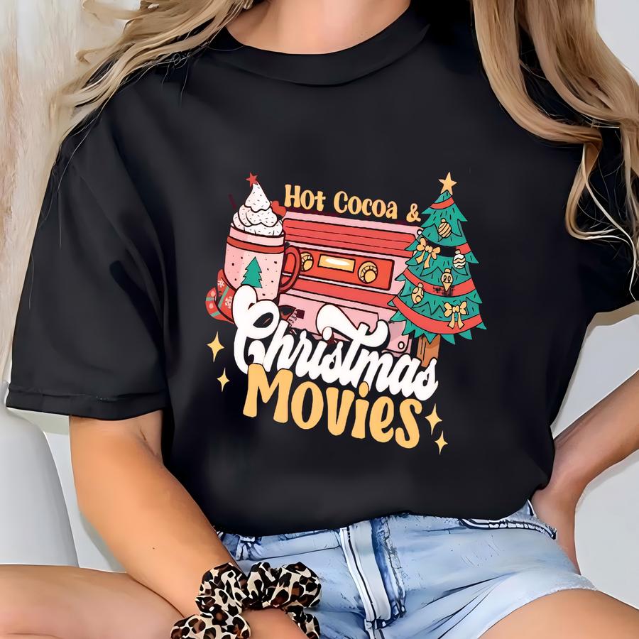 Christmas Sweatshirt Retro, Hot Cocoa Christmas Movies T-shirt