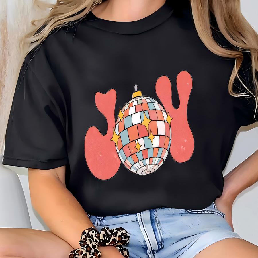 Christmas Joy Sweatshirt, Women's Crewneck Holiday Retro Sweatshirt T-shirt