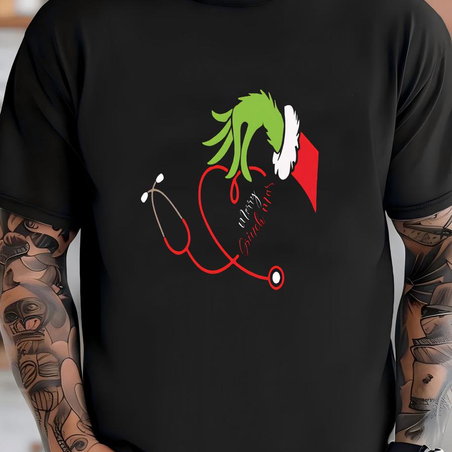 Merry Grinchmas Stethoscope Shirt,funny Grinch Doctor Christmas Shirt,grinch Nurse Shirt,funny Christmas Nursing Shirt,heart Stethoscope Tee Shirt