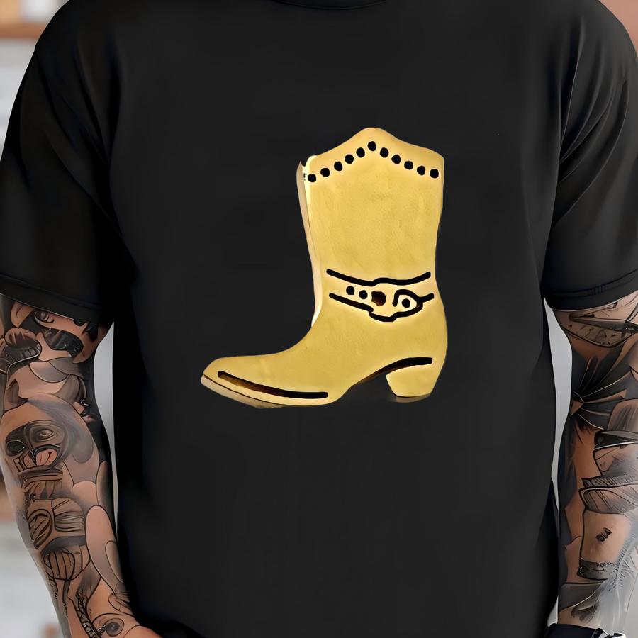 Cowboy Cowgirl Boot Earrings - Adorable - Gold Stud Cowboy Boot Earrings Hypoallergenic Stainless Steel T-shirt